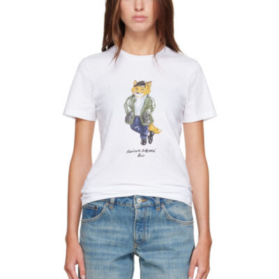 Maison Kitsune White Weekend Fox Regular T-shirt