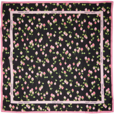 Marc Jacobs Black & Pink Floral Silk Scarf