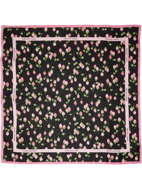Marc Jacobs Black & Pink Floral Silk Scarf