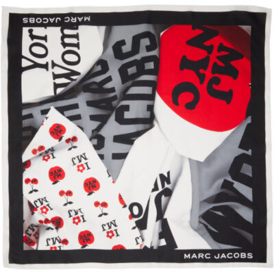 Marc Jacobs Black & Red Canal St Silk Scarf