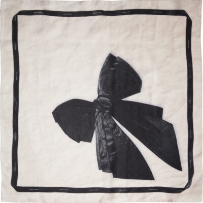 Marc Jacobs Off-White & Black Bow Silk Scarf
