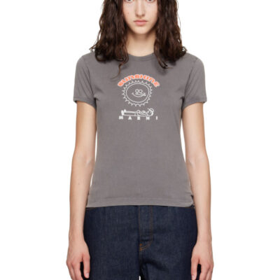 Marni Gray Cotton Sunshine Print T-shirt