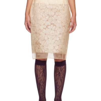 Marni Off-White Floral Paper Midi Skirt