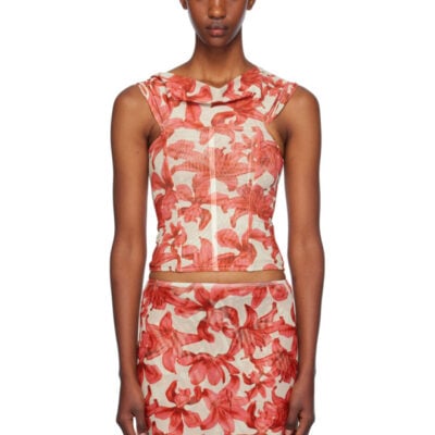 Miaou Beige & Red Magda Corset Top