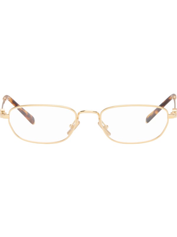 Miu Miu Gold Rectangular Glasses