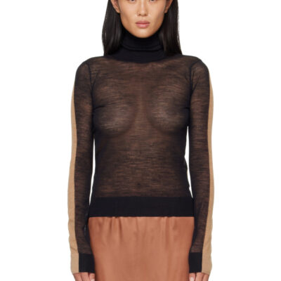 MM6 Maison Margiela Black & Beige Front Back Pullover Turtleneck