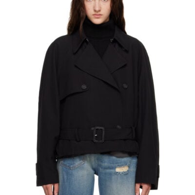 MM6 Maison Margiela Black Belted Wool Blend Jacket