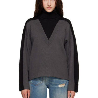 MM6 Maison Margiela Black & Gray Trompe L'Oeil Turtleneck