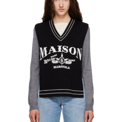 MM6 Maison Margiela Black Jacqard Stole Top