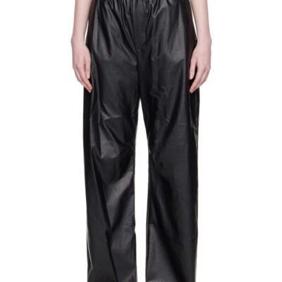 MM6 Maison Margiela Black Light Wide-Leg Faux-Leather Trousers