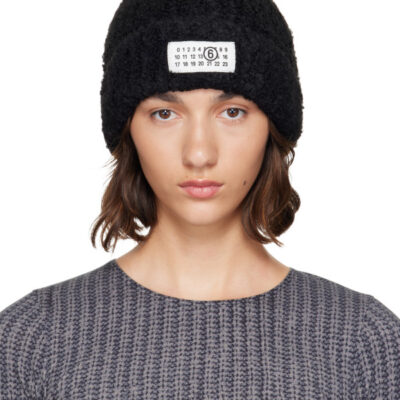 MM6 Maison Margiela Black Logo Beanie
