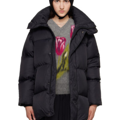 MM6 Maison Margiela Black Nylon Down Puffer Jacket