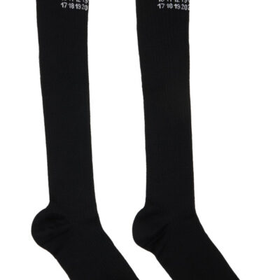 MM6 Maison Margiela Black Rib Knee-High Socks