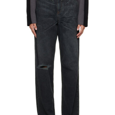 MM6 Maison Margiela Black Rolled Waist Jeans