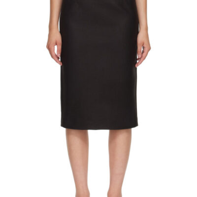 MM6 Maison Margiela Black Wool Felt Midi Skirt