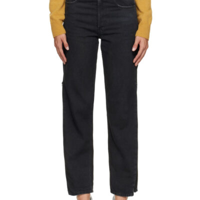 MM6 Maison Margiela Black Zip 5 Pocket Jeans