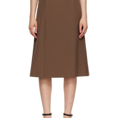 MM6 Maison Margiela Brown Double Breasted Midi Skirt