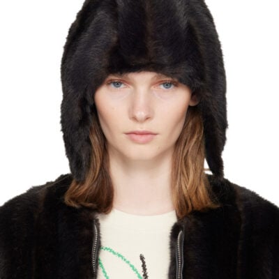 MM6 Maison Margiela Brown Faux Fur Aviator Hat