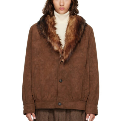MM6 Maison Margiela Brown Faux-Suede Jacket