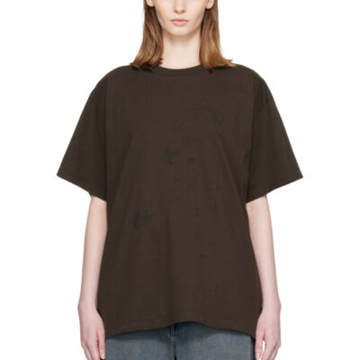 MM6 Maison Margiela Brown Horse Print Cotton T-shirt