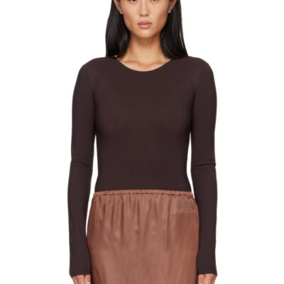 MM6 Maison Margiela Brown Lycra Jersey Bodysuit
