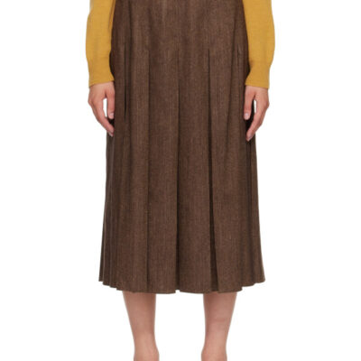 MM6 Maison Margiela Brown Mottled Wool Midi Skirt