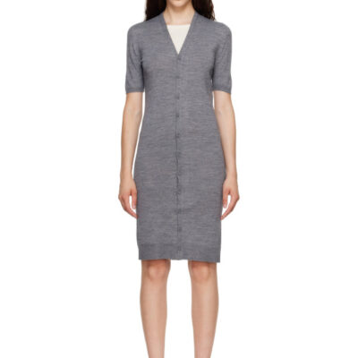 MM6 Maison Margiela Gray & Off-White Trompe L'Oeil Cardigan Midi Dress
