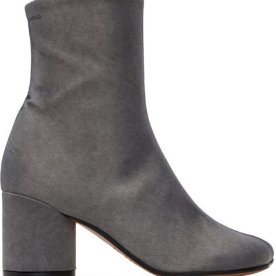 MM6 Maison Margiela Gray Satin Anatomic Ankle Boots