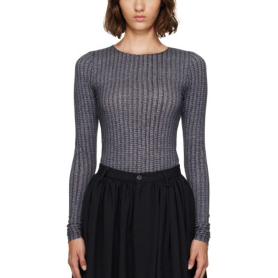 MM6 Maison Margiela Gray 'Trompe L'oeil' Long-Sleeved T-Shirt