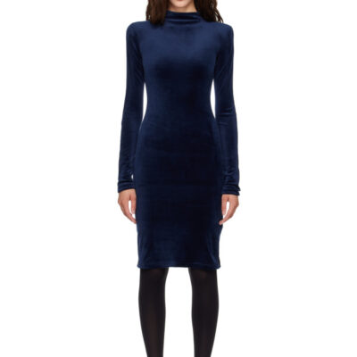 MM6 Maison Margiela Navy & Black Long Sleeve Midi Dress