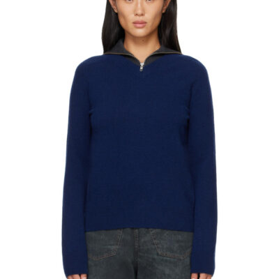 MM6 Maison Margiela Navy & Gray Layered Neckline Pullover Sweater