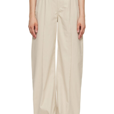 MM6 Maison Margiela Off-White Light Cotton Twill Wide-Leg Trousers