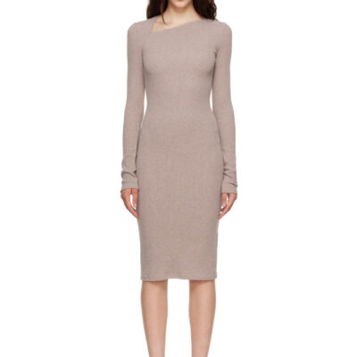 MM6 Maison Margiela Taupe Ribbed Midi Dress