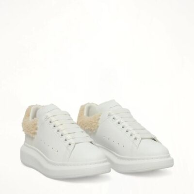 ALEXANDER MCQUEEN Larry Fur Heel Sneaker in White/beige White / 35