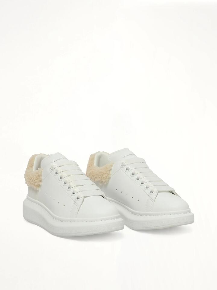 ALEXANDER MCQUEEN Larry Fur Heel Sneaker in White/beige White / 35