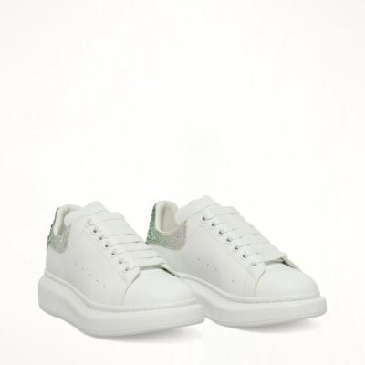 ALEXANDER MCQUEEN Larry Oversized Heel Sneaker in White/green Crystal White / 35