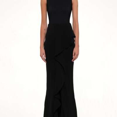 ALEXANDER MCQUEEN Long Drape Skirt in Black / IT 38