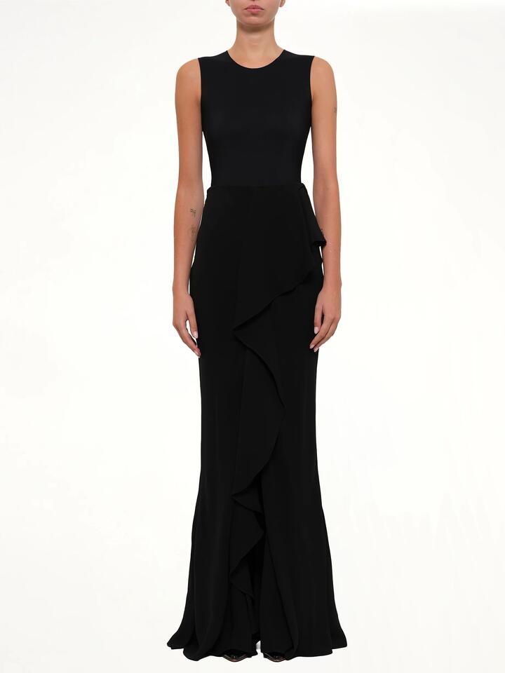 ALEXANDER MCQUEEN Long Drape Skirt in Black / IT 38