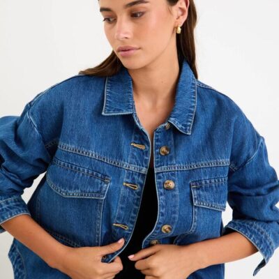 Among the Brave Echo Storm Blue Patch Pocket Denim Jacket