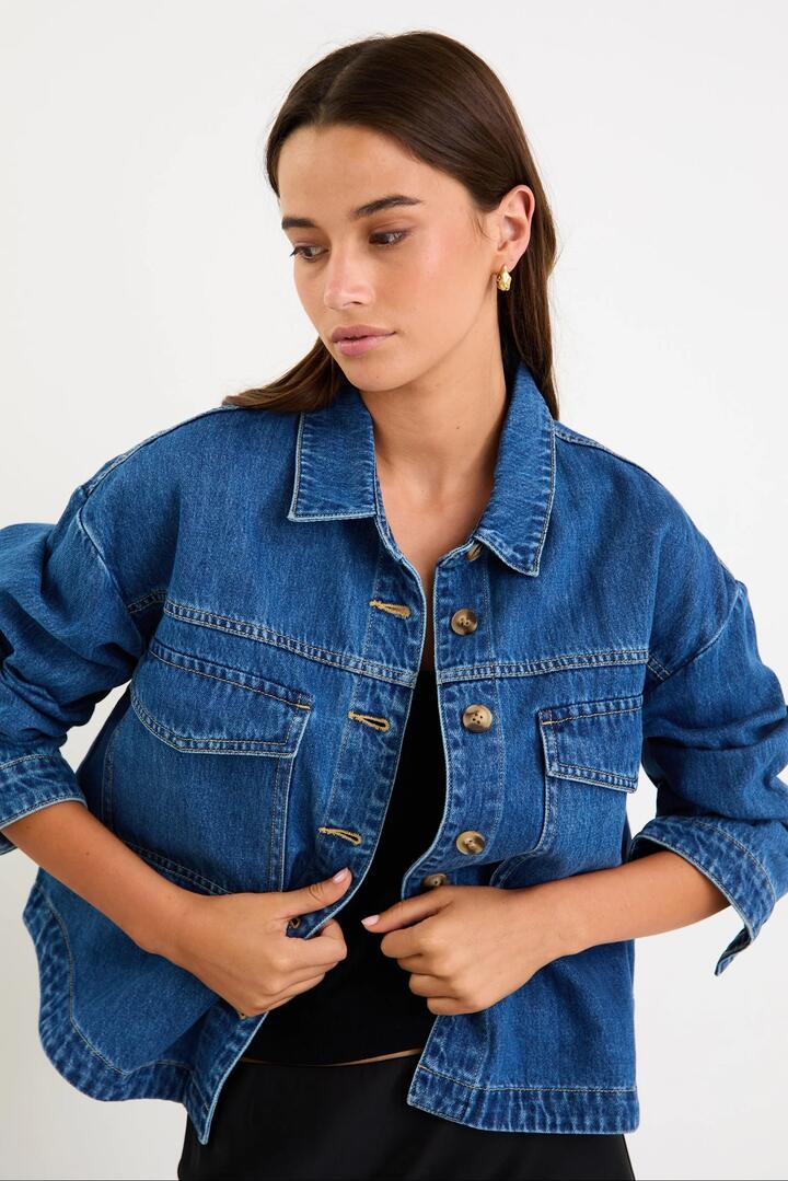 Among the Brave Echo Storm Blue Patch Pocket Denim Jacket