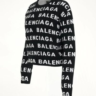 BALENCIAGA All-over Logo Cropped Sweater