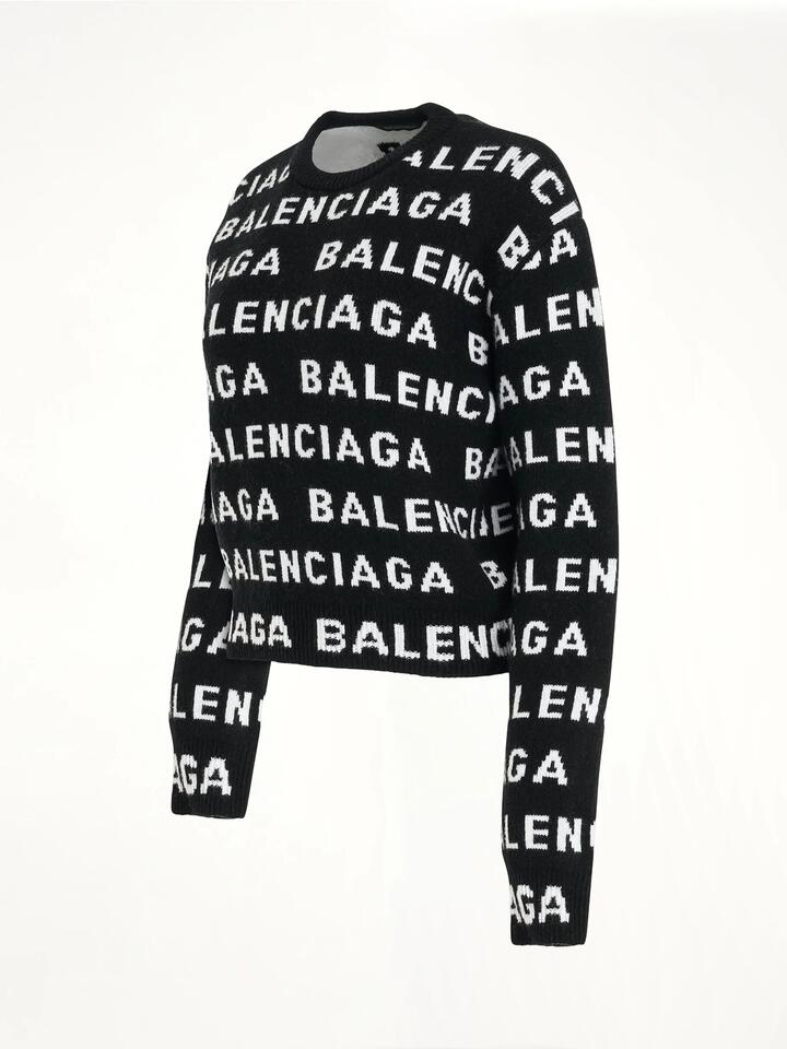 BALENCIAGA All-over Logo Cropped Sweater