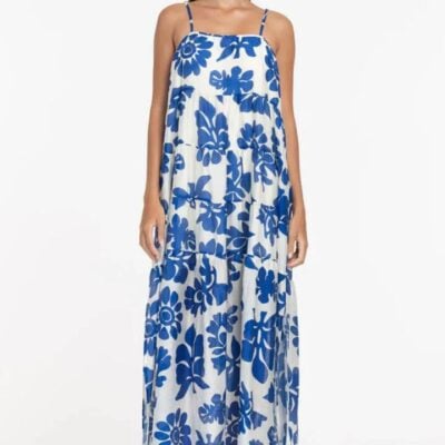 Blak Carmen Cobalt Floral Print Strappy Maxi Dress