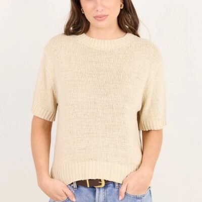 By Rosa. Loveable Oat Tape Yarn Knit Tee