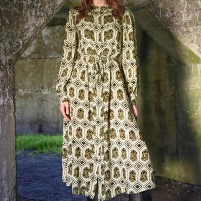 Coop Charm Me Bronze Snake Print LS Maxi Dress