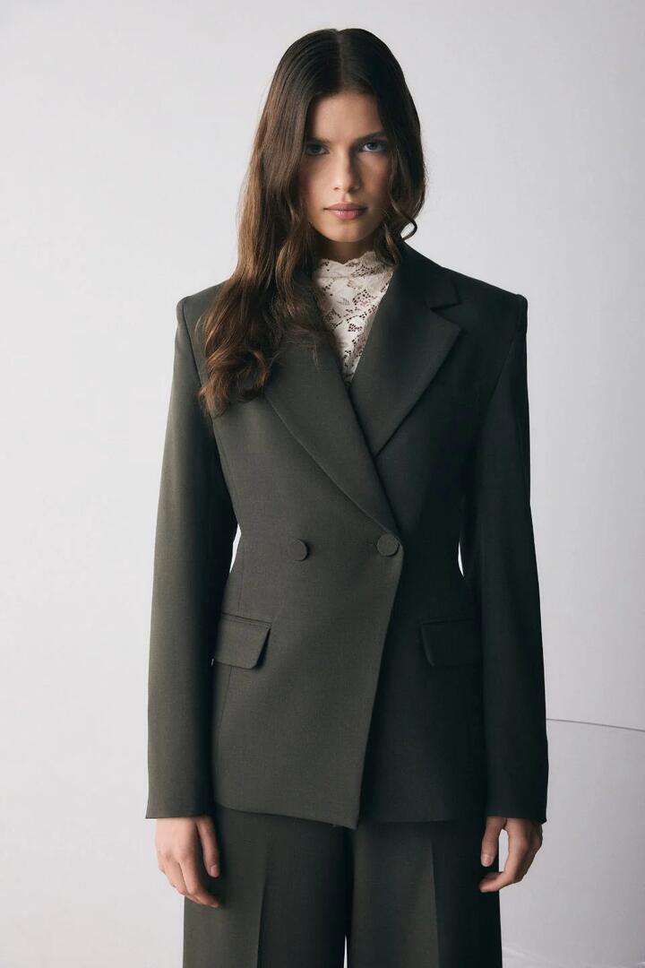 Esmaee Symmetry Dark Olive Tailored Blazer