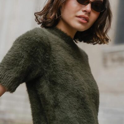 Ivy + Jack Issue Khaki Fluffy Soft Knit Tee