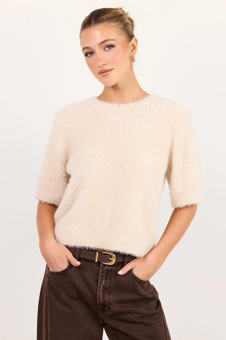 Ivy + Jack Issue Stone Fluffy Soft Knit Tee