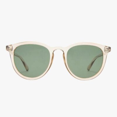 Le Specs Fire Starter Round Clear Stone Khaki Polarised Lens Sunglasses