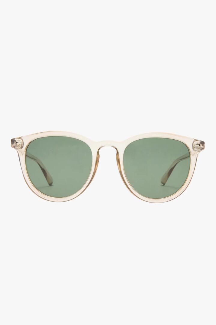 Le Specs Fire Starter Round Clear Stone Khaki Polarised Lens Sunglasses